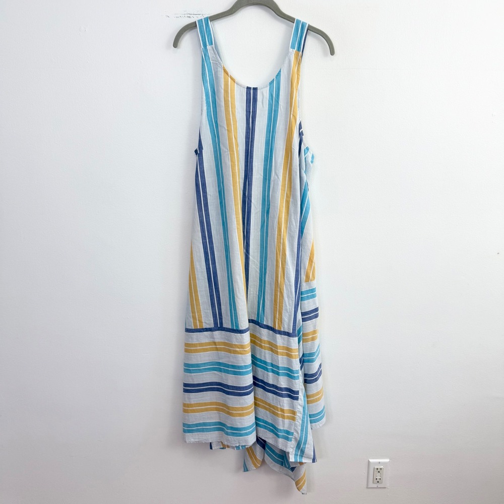Anthropologie Awning Striped Maxi Dress Blue Yellow Size Medium - Picture 3 of 7